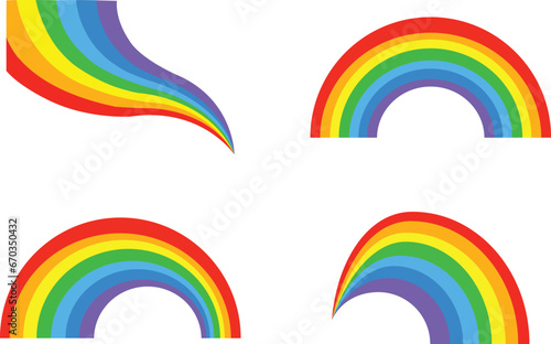 Different shaped colorful rainbow collections isolated on a white background