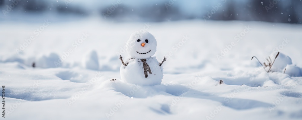 snowman in wintertime, nature landscape, Generative Ai snowman in wintertime, nature landscape, Generative Ai