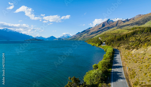 The Coastal Road, sandy beach and open sea in summer season Nature recovered Environment and Travel background