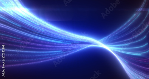 Abstract blue glowing flying waves from lines energy magical background
