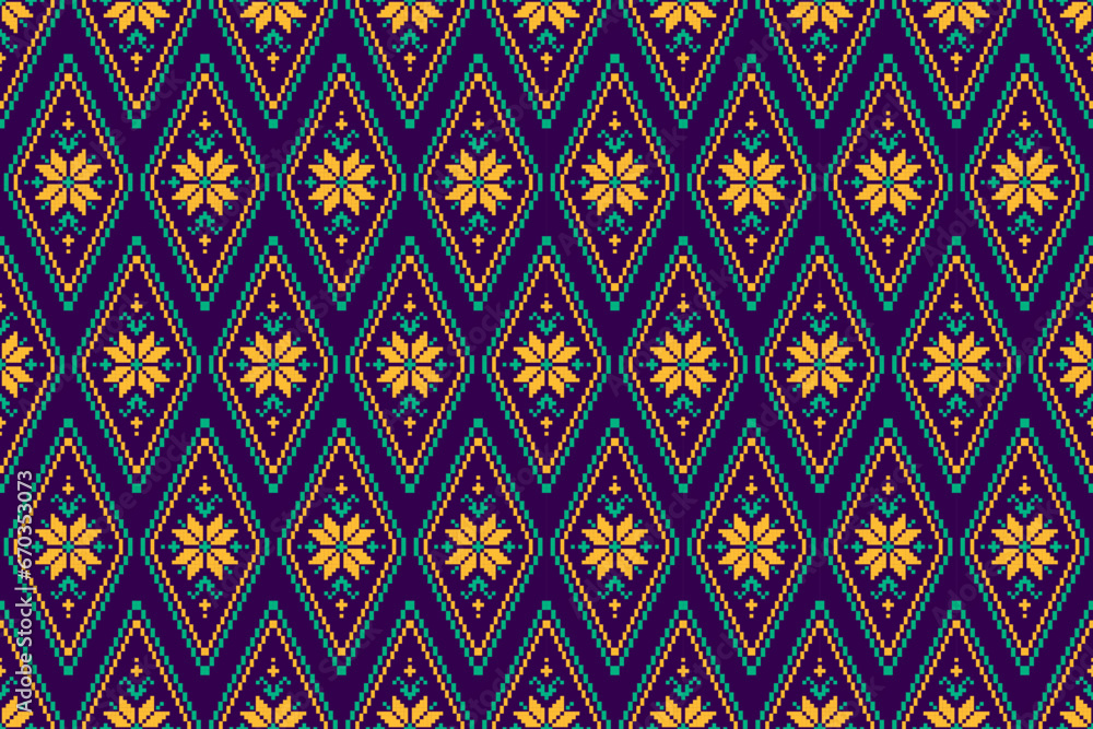 Fabric Mexican style. Geometric ethnic flower seamless pattern traditional. Aztec tribal ornament print. Design for background, illustration, fabric, clothing, carpet, textile, batik, embroidery. Fabric Mexican style. Geometric ethnic flower seamless pattern traditional. Aztec tribal ornament print. Design for background, illustration, fabric, clothing, carpet, textile, batik, embroidery.
