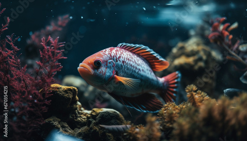 Underwater beauty fish swimming in colorful reef, nature vibrant motion generated by AI