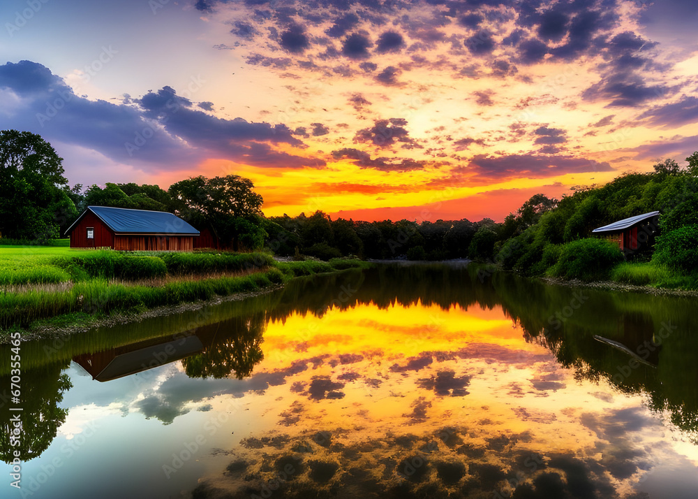 Obraz premium sunset. Generate AI