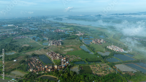 Aerial view of rural landscape in China