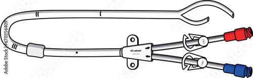Cuffed catheter with split-tip  for hemodialysis