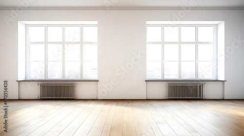 empty room with window, Beautiful flat unfurnished chamber with glass panes With copyspace for text