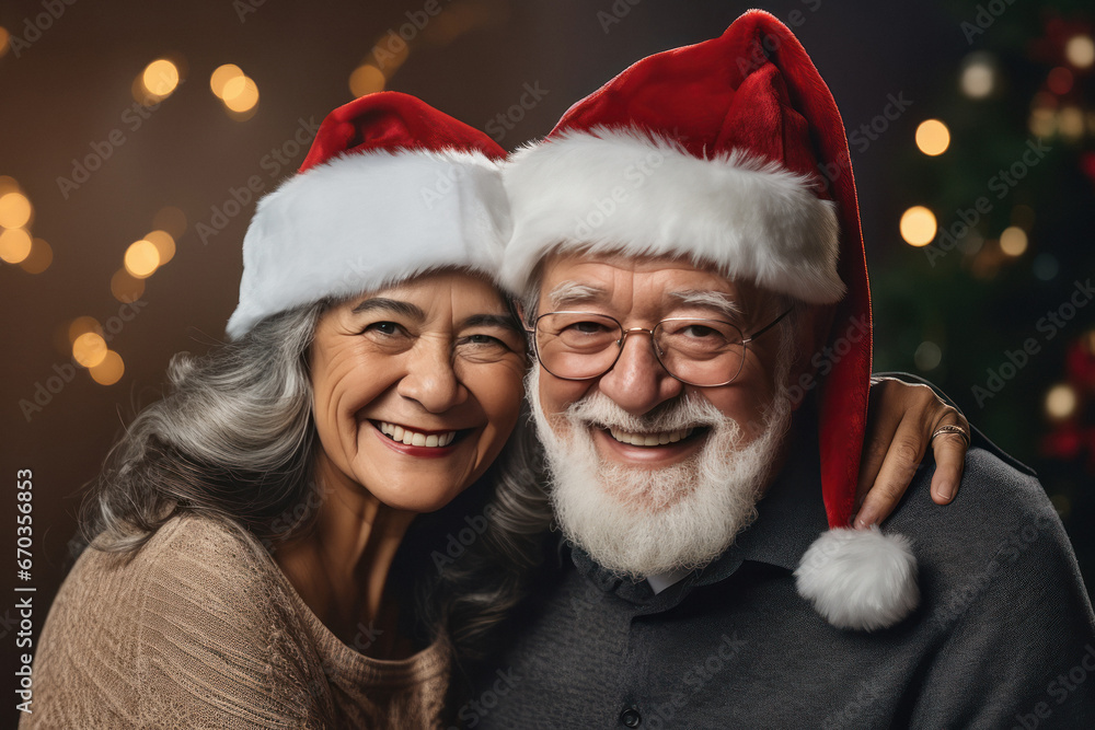senior couple celebrating Christmas festival. senior couple celebrating Christmas festival.