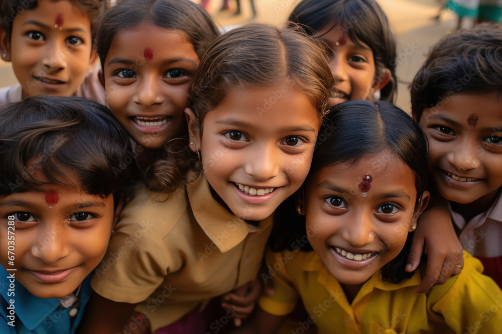 group of indian girl child