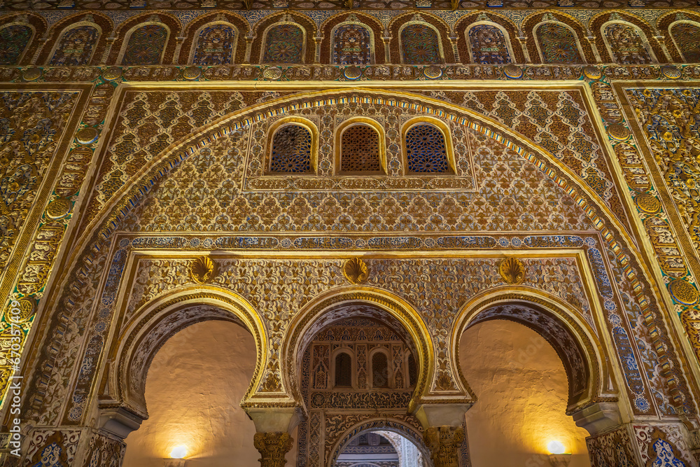 Interior details of Real Alcazar de Sevilla