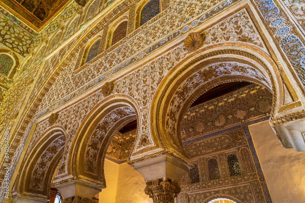 Interior details of Real Alcazar de Sevilla