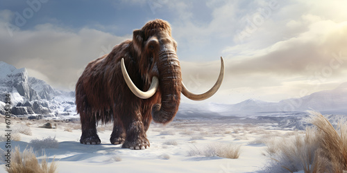 Woolly Mammoth an enormous mammal extinct animal , "Extinct Megafauna: Woolly Mammoth in Digital Drawing"