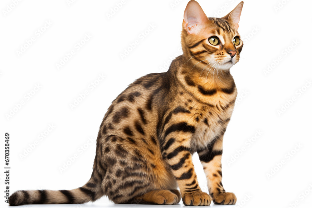 bengal cat isolated on white generative ai