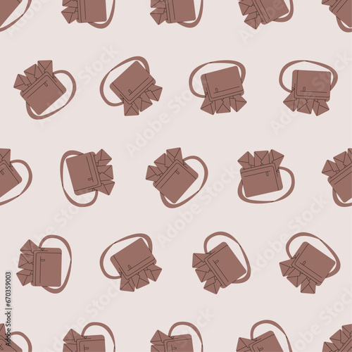 Flat line mail bag seamless pattern. Suitable for backgrounds, wallpapers, fabrics, textiles, wrapping papers, printed materials, and many more. Editable vector.