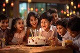 Indian little children group enjoying birthday party