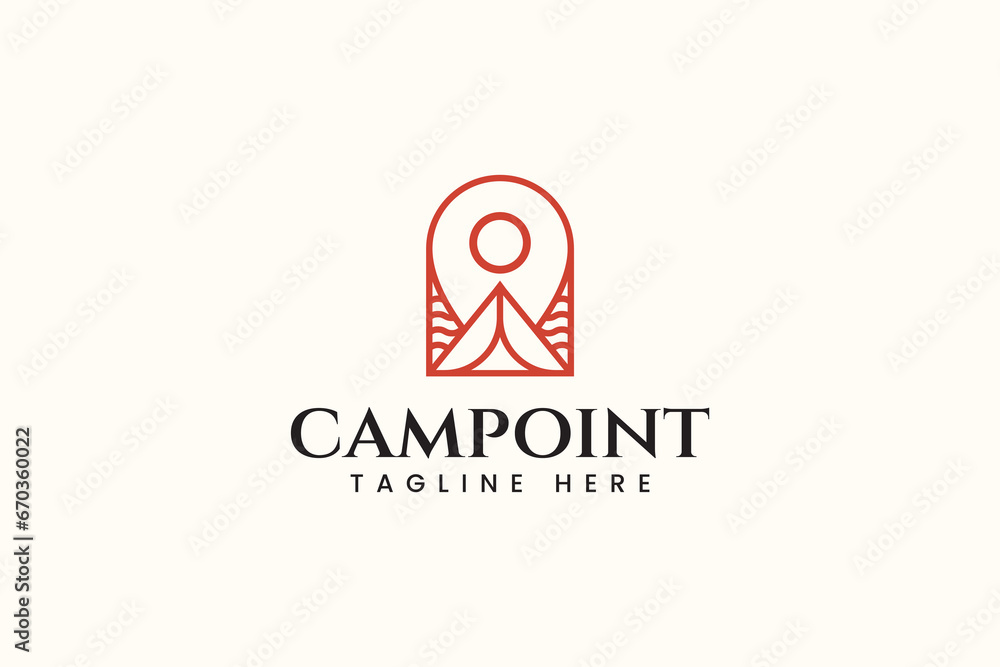 camp point adventure line style modern logo design template camp point adventure line style modern logo design template