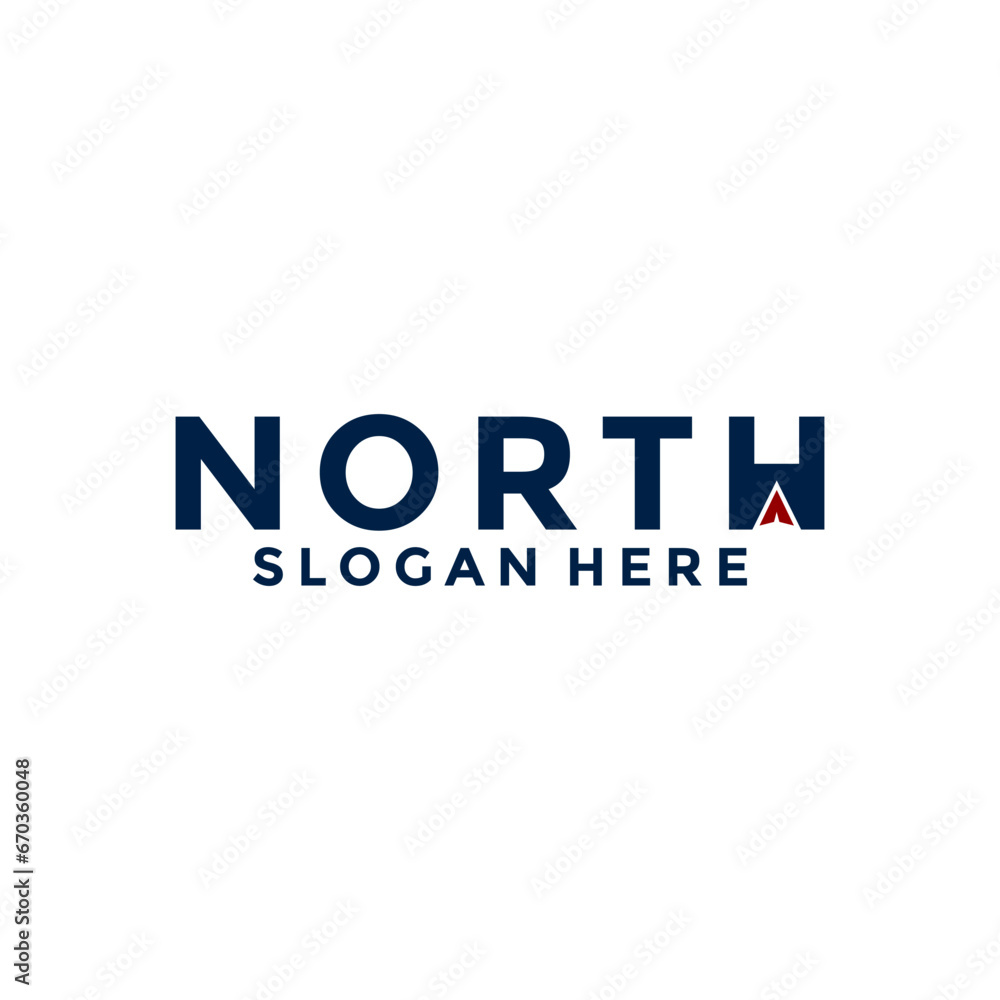 North Letter logo with arrow, compass logo design vector template