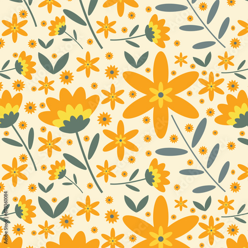 Yellow flower floral pattern vector for print