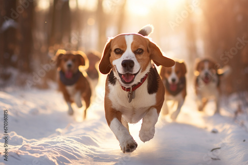 beagle in snow generative ai