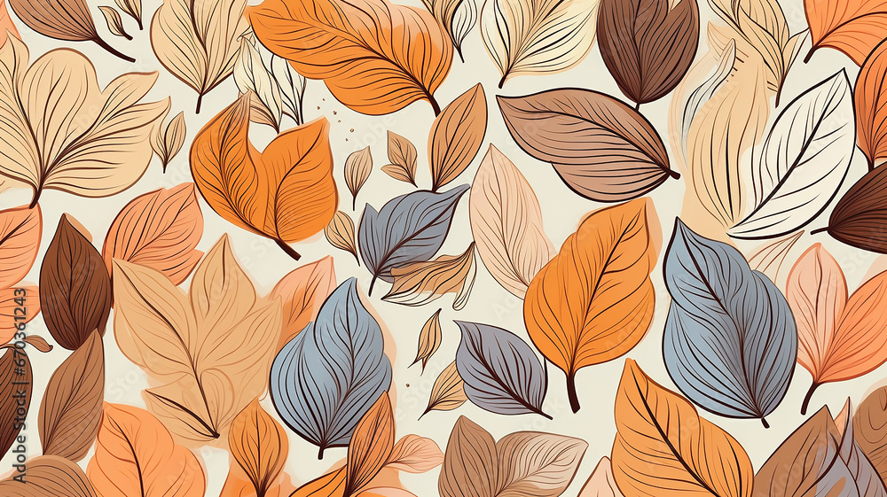 Obraz premium autumn leaves and branches background, abstract soft color softpastel bright colors, fall pattern