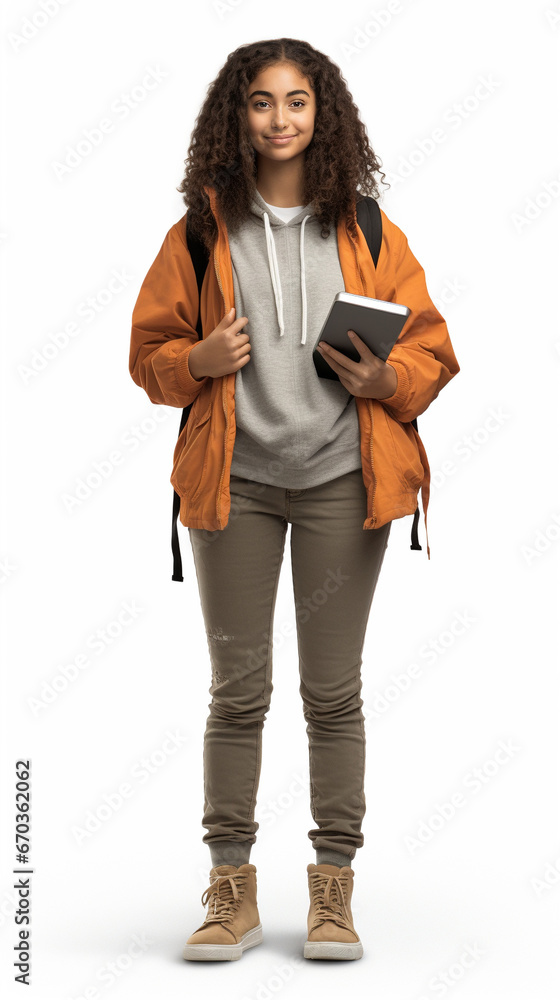 Beautiful woman student posing against solid background Beautiful woman student posing against solid background