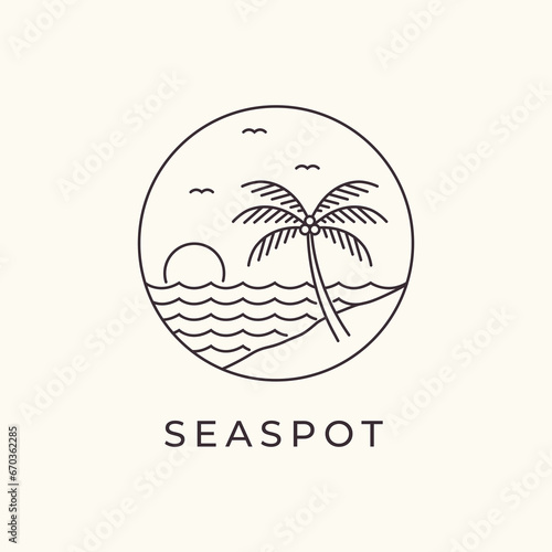 nature beach outdoor vacation line logo vector graphic