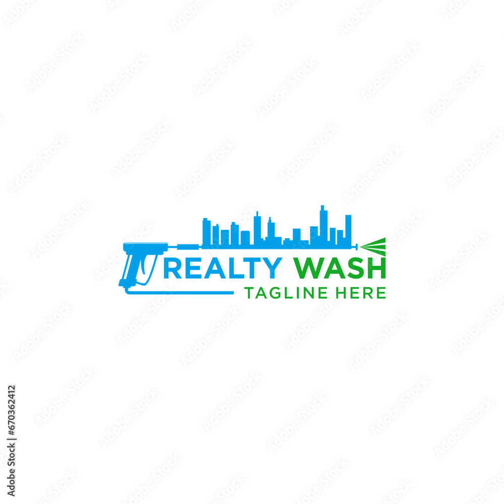 Pressure washing logo design template, exterior cleaning service that uses soft wash and pressure washing to clean roofs, houses, and any surface