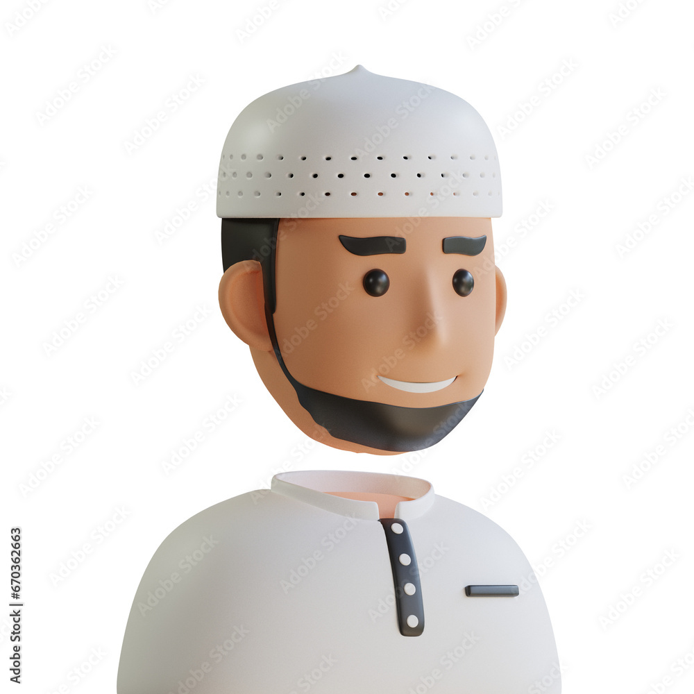 3D Model of White-Attired Ustad Avatar. Ustad Avatar Design Featuring ...