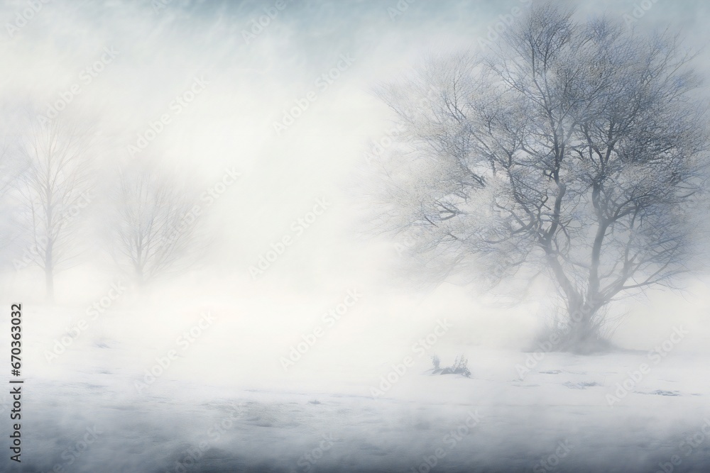 Soft fog winter snow theme landscape frame background Generative AI Soft fog winter snow theme landscape frame background Generative AI
