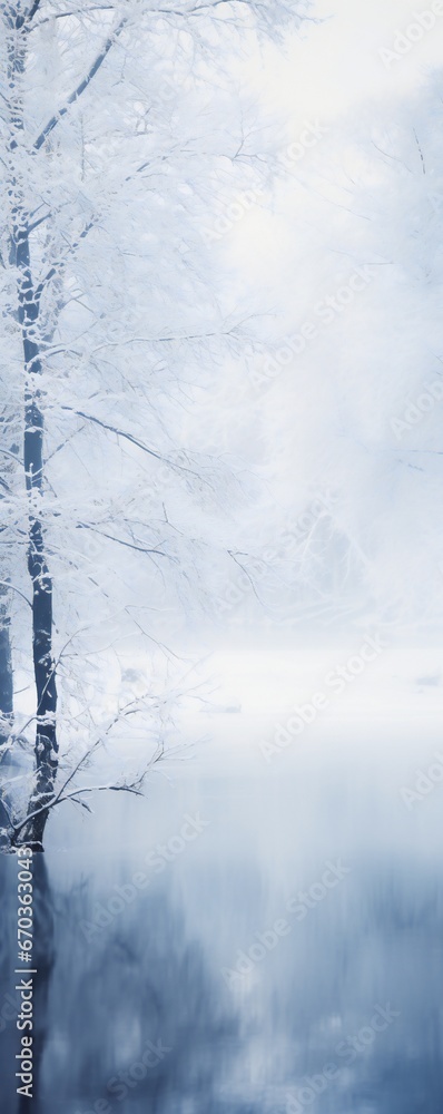 Soft fog winter snow theme landscape frame background Generative AI Soft fog winter snow theme landscape frame background Generative AI