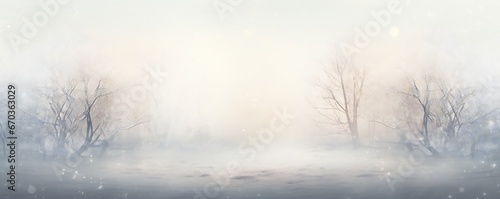 Soft fog winter snow theme landscape frame background Generative AI