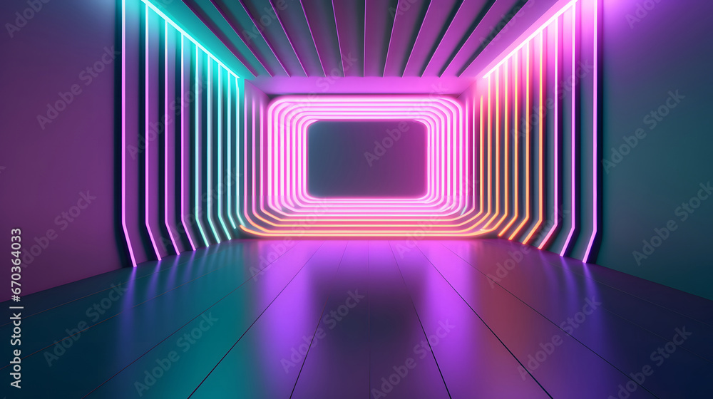 abstract background with light, Neon Room Background with copy space