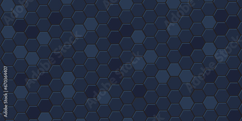 Hexagonal abstract metal background with light. Hexagonal gaming vector abstract tech background.	