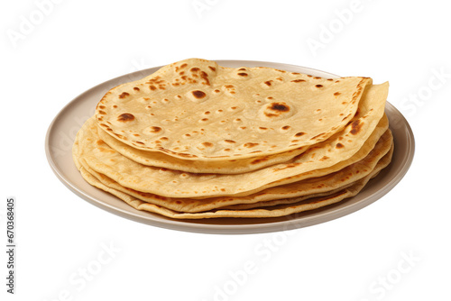Indian Traditional Cuisine Chapati Also Known as Roti on isolated transparent Background