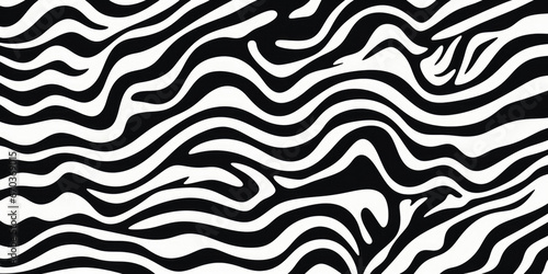 Curved Black And White Stripes In Zebra Style Created Using Artificial Intelligence