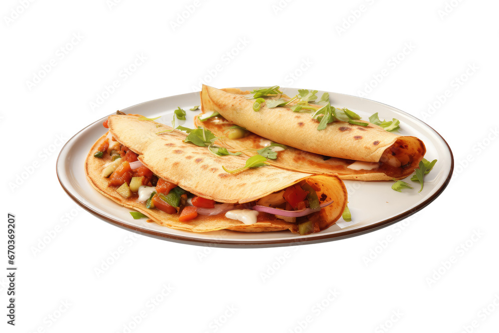 south indian breakfast dosa on an isolated transparent background
