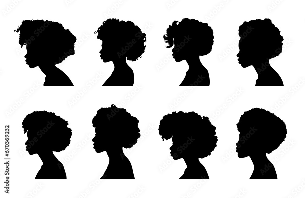  african woman model side view silhouette collection