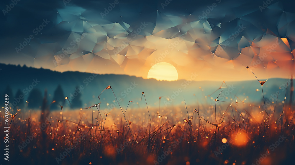 Fototapeta abstract summer polygonal landscape of triangles background