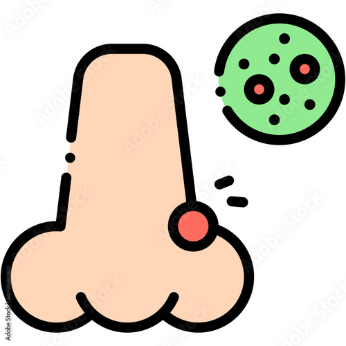 Vector Icon Nose, Pimple, Acne, Dermatology, Skincare, Healthcare And Medical