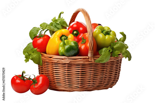 organic food in the basket on isolated transparent background