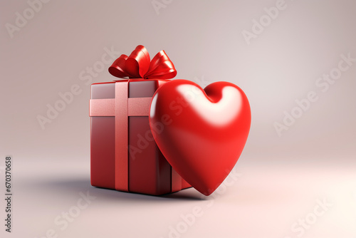 A red heart with a gift box on the top © mady