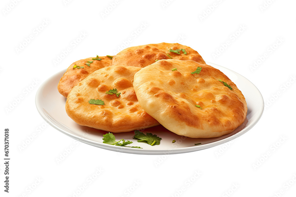 poori on an isolated white background