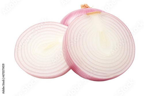round onion slices on an isolated transparent background