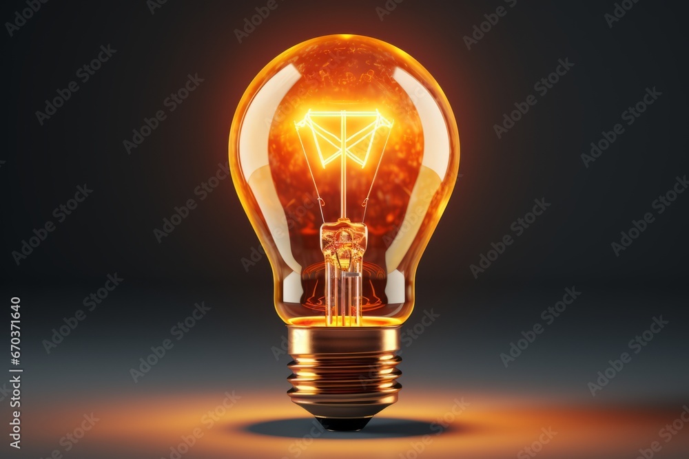 Lightbulb symbol with a discreet 3D filament, emphasizing the concept of illumination and brilliance, Generative AI Lightbulb symbol with a discreet 3D filament, emphasizing the concept of illumination and brilliance, Generative AI