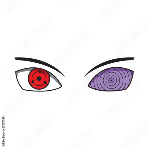 sharingan eye and rinnegan eye icons vector