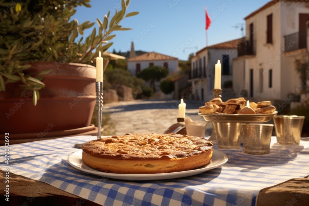 birthday scene from greece showcasing a pie with a hidden coin