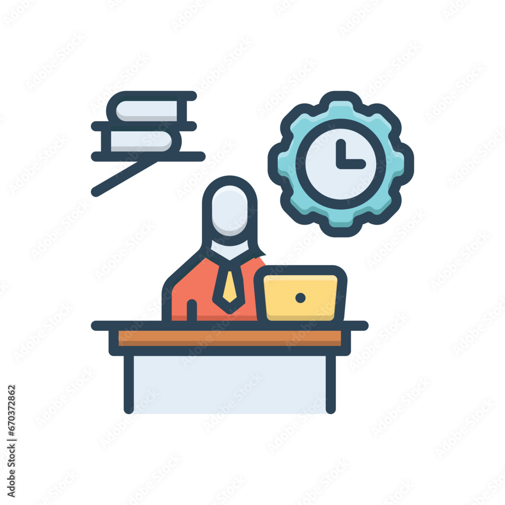 Color illustration icon for time management