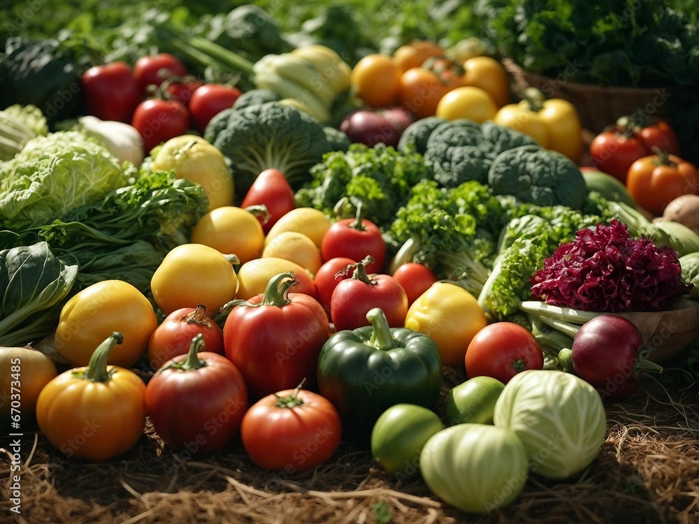Fresh produce: array of colorful vegetables arranged on a wooden table. Generative AI. Fresh produce: array of colorful vegetables arranged on a wooden table. Generative AI.