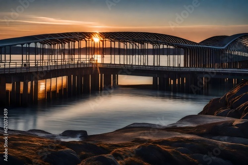 bridge over the river beautiful sunrise view