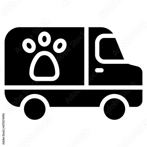 Vector Icon Truck, Pet Van, Animals, Transportation, Mobile Van, Van