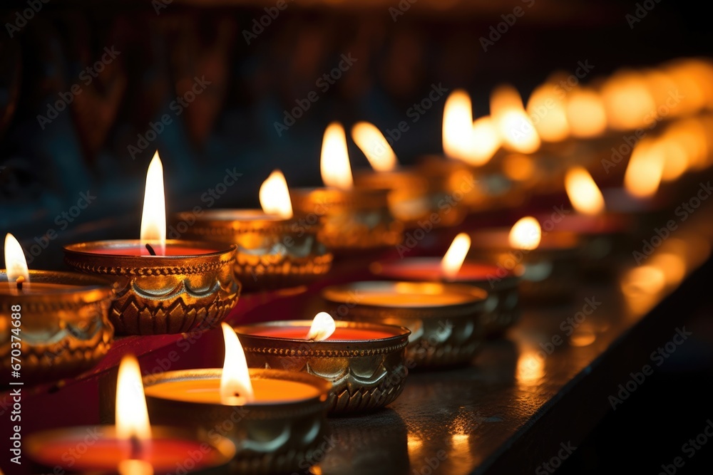 a close-up of candles lit inside a hindu temple a close-up of candles lit inside a hindu temple